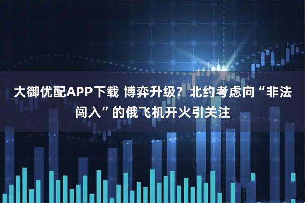 大御优配APP下载 博弈升级？北约考虑向“非法闯入”的俄飞机开火引关注